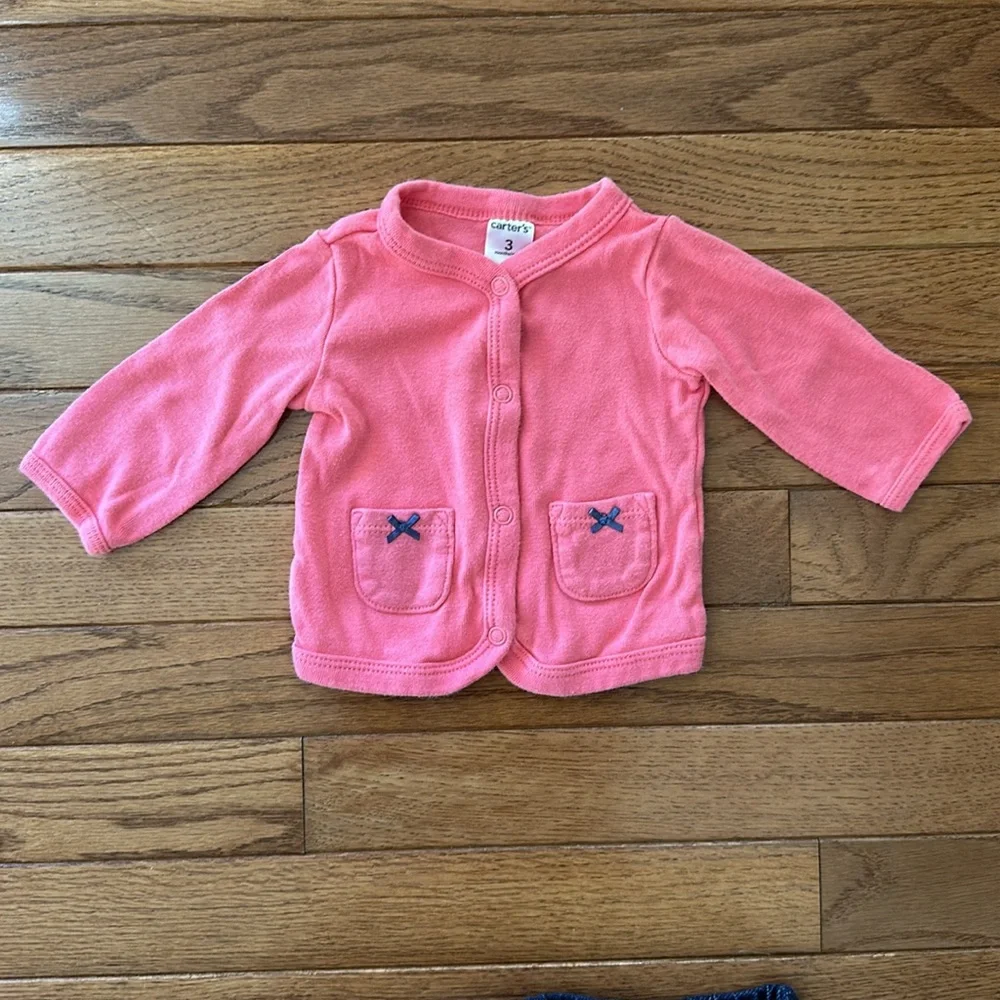 💓 CARTER’S matching set girls size 3 months cardigan shirt pants baby girl
